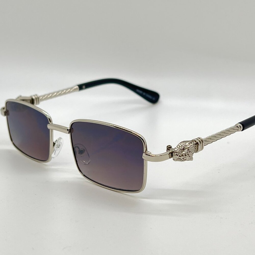 Men Hip Hop Sunglasses Square Silver Black Lens Street Fashion Metal‎ Lentes New